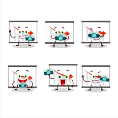 Poster - Photographer profession emoticon with chart going down cartoon character