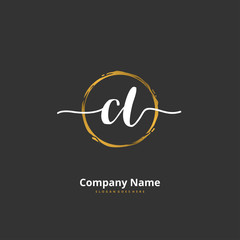 C L CL Initial handwriting and signature logo design with circle. Beautiful design handwritten logo for fashion, team, wedding, luxury logo.