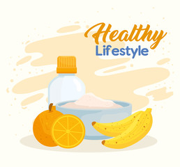 Wall Mural - banner healthy lifestyle with fresh food vector illustration design