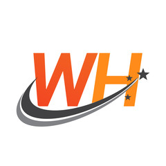 initial letter WH logotype company name colored orange and grey swoosh star design. vector logo for business and company identity.