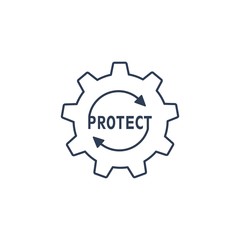 Wall Mural - gear, protection. software . vector linear icon isolated on white background.
