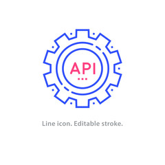 Wall Mural - api line icon on white background. editable stroke.