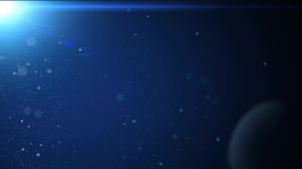 Wall Mural - Beautiful Blue Floating Dust Particles with Lens Flare on Black Background