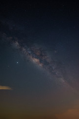 Wall Mural - landscape with milky way galaxy. night sky with stars.
