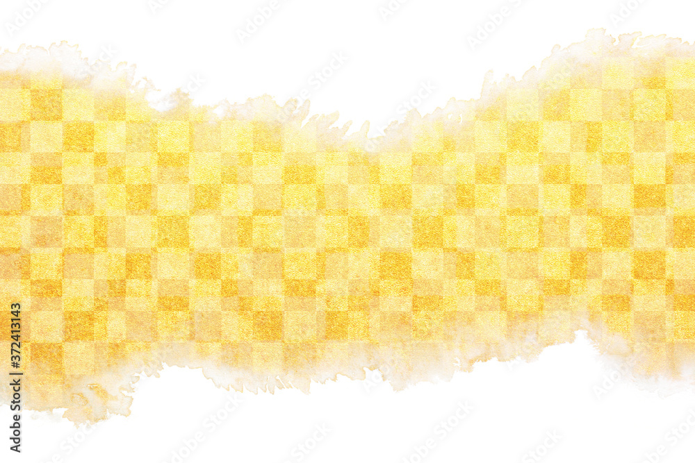 和紙 金 市松模様 正月 水彩 背景 Wall Mural Wallpaper Murals Naoki Kim