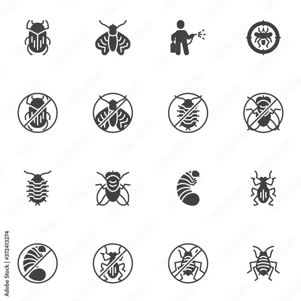 Pest animals vector icons set, modern solid symbol collection, filled ...