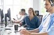 © opolja - Young handsome male customer support phone operator with headset working in call center.