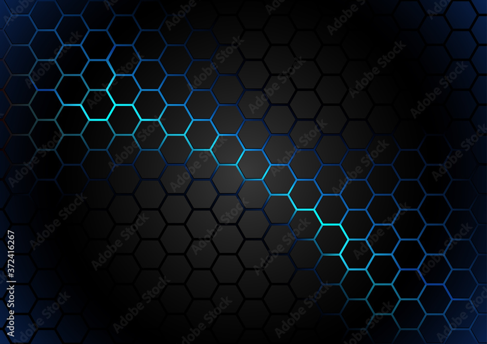 Black Hexagonal Pattern on Blue Magma Background - Abstract ...