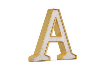 Wall Mural - Gold frame luxury alphabet Isolated On White Background, 3D render. 3D illustration.