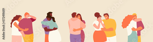 Fotomural People hugging and supporting each other