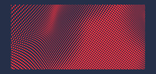Wavy surface with optical illusion. Abstract polka dots pattern. Vector illustration.
