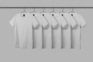 Row of T-Shirt mockup template with clothes line