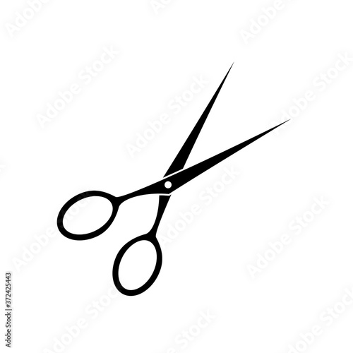 Photographie Vector black scissors icon on white background.