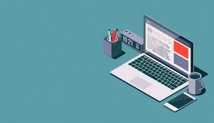 Business news on a laptop