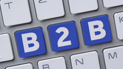 Wall Mural - a computer keyboard with the word b2b