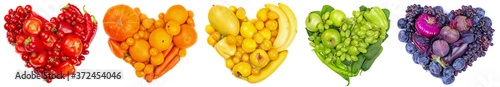 Fruit and vegetable heart on white © destillat