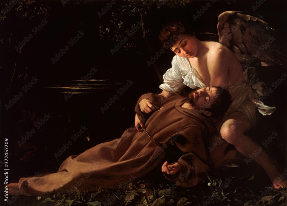 Saint Francis of Assisi in Ecstacy by Caravaggio - obrazy, fototapety, plakaty 