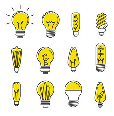 Vector bulb icons set. Vector illustration design elemetns