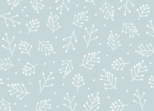 Pastel  Christmas Pattern. Vector  Spruce Branches Christmas Pattern.