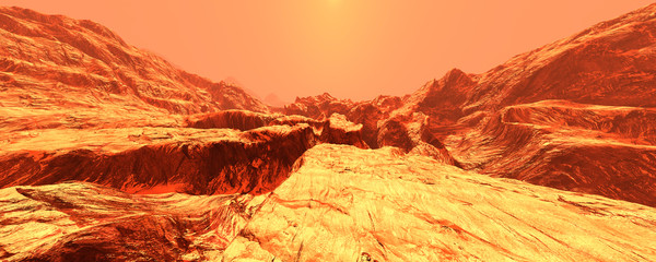 Wall Mural - 3d rendering planet mars lanscape