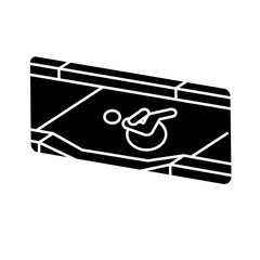 Sticker - Dropped kerb black glyph icon. Curb cut. Access between street and sidewalk. Wheelchair users. Driveway. Modern city infrastructure. Silhouette symbol on white space. Vector isolated illustration