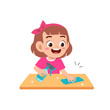 happy cute little kid boy and girl do chores cleaning table