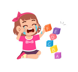 Sticker - sad little kid boy and girl cry loud
