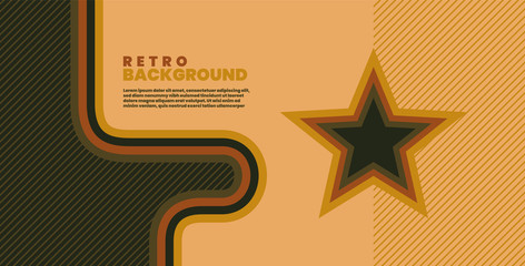 Wall Mural - simple style retro background design with rounded shapes and star symbol. vector illustration.