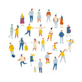 Fototapeta Na drzwi - Flat vector people background. Crowd. Different People vector set.