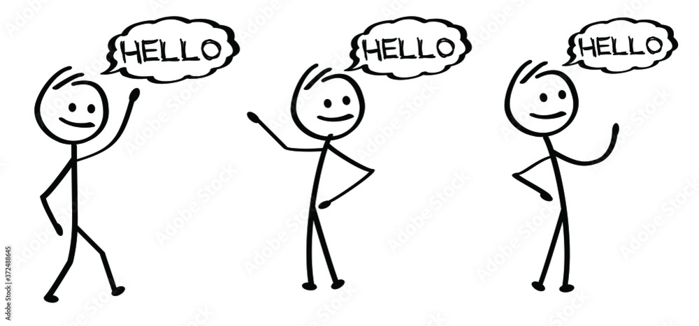 Says hello. Kids playing running, jumping Happy smile stickman emoji ...