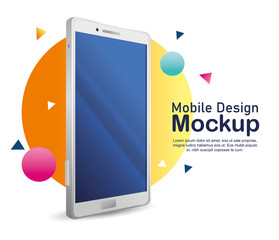 Sticker - poster mobile design mockup, realistic smartphone mockup vector illustration design