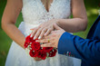 Newly married hands with wedding rings