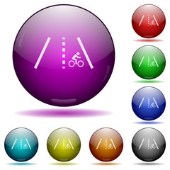 Sticker - Bicycle lane icon in glass sphere buttons