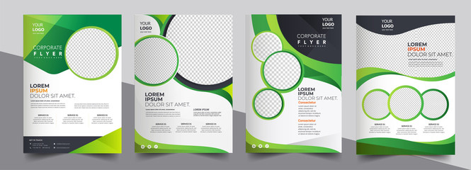 vector eco flyer, poster, brochure, magazine cover template. modern green leaf, environment design. 
