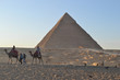 The Great pyramids of Egypt in Giza, Cairo, on sunset