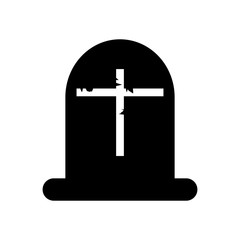 Sticker - halloween grave icon, silhouette style