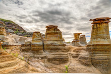Landscapes And Terrain Around The Hoodoos Rock Formations Outside Of Drumheller Alberta