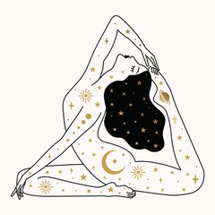 woman doing yoga illustration in vector.