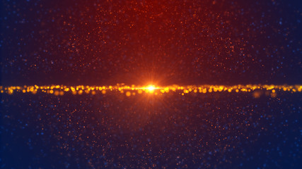 Artistic Shiny Red Blue Space Glitter Sparkle Dust With Wavy Line Particles And Light Optical Lens Flare