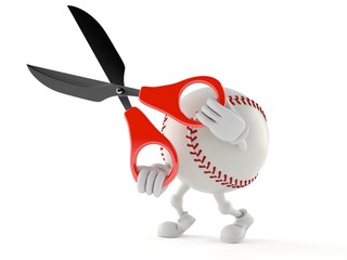 Canvas Print - Baseball character holding scissors