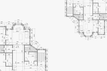 Wall Mural - Architectural background. Blue print of building. Technical draw. Vector illustration.