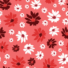 Wall Mural - seamless pattern with vintage hand drawn wildflowers on green background design