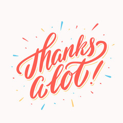 Wall Mural - Thanks a lot. Thank you vector lettering card.