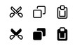 Cut, copy and paste icon. Outline and glyph style