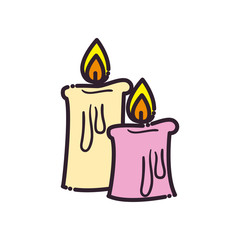 Poster - Candles line and fill style icon vector design