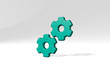 cog double 3D icon casting shadow, 3D illustration for gear and background