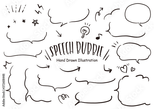 かわいい手描きふきだしイラストセット Stock Vector Adobe Stock