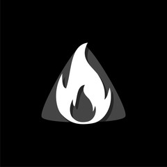 Wall Mural - Simple fire icon isolated on dark background