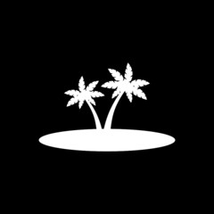 Palm tree at island icon isolated on dark background