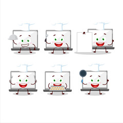 Canvas Print - Cartoon character of laptop with various chef emoticons